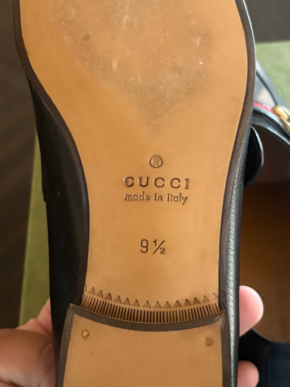 Gucci Black Leather Loafers with Green-Red Web and Gold Horsebit - Picture 5 of 5